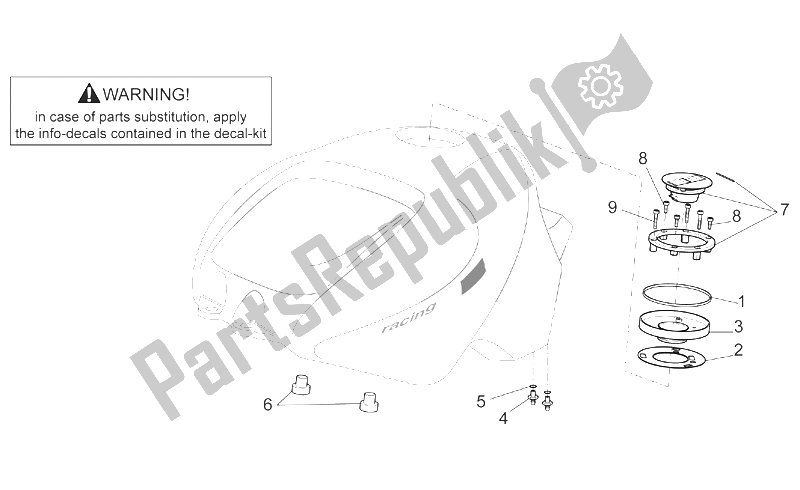 Alle onderdelen voor de Brandstoftank Ii van de Aprilia RSV Mille 1000 2003