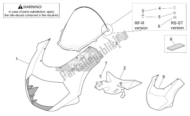 All parts for the Front Body - Front Fairing of the Aprilia RSV Tuono 1000 2002