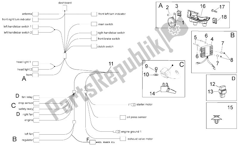 All parts for the Electrical System I of the Aprilia Tuono V4 1100 Factory USA CND 2016