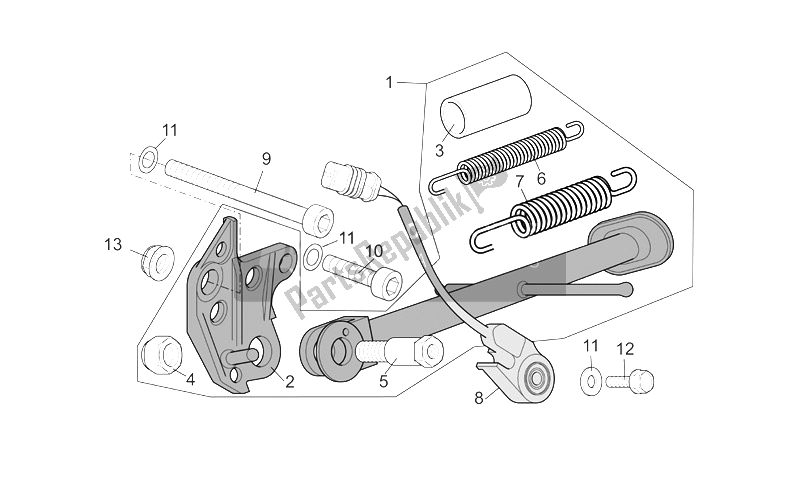 Alle Teile für das Zentraler Ständer des Aprilia RSV Mille Factory 1000 2004 - 2008