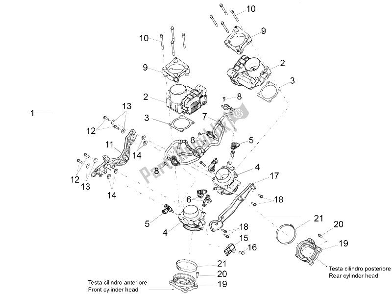 Alle Teile für das Drosselklappengehäuse des Aprilia Caponord 1200 Rally 2015