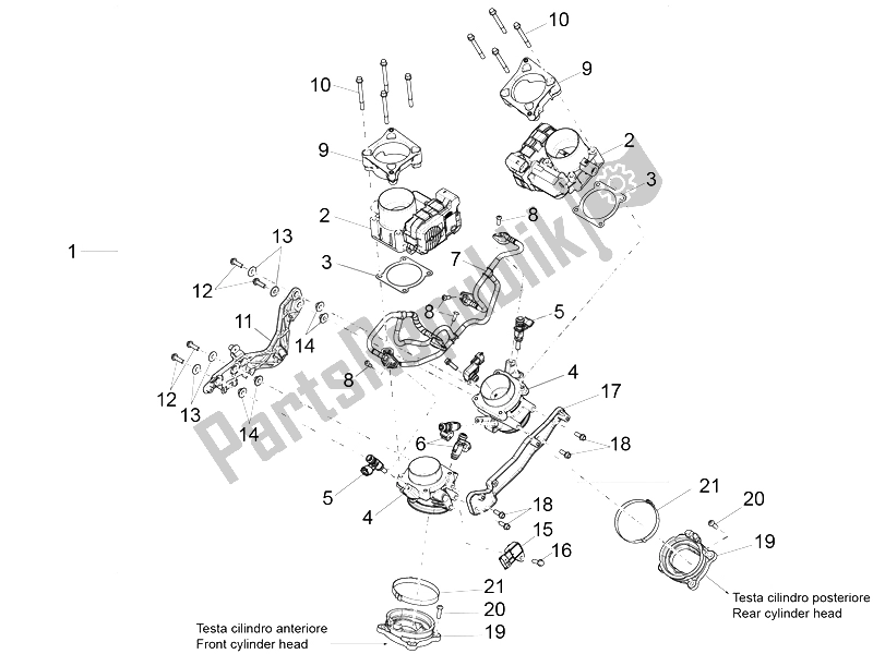 Toutes les pièces pour le Corps De Papillon du Aprilia Caponord 1200 Rally 2015