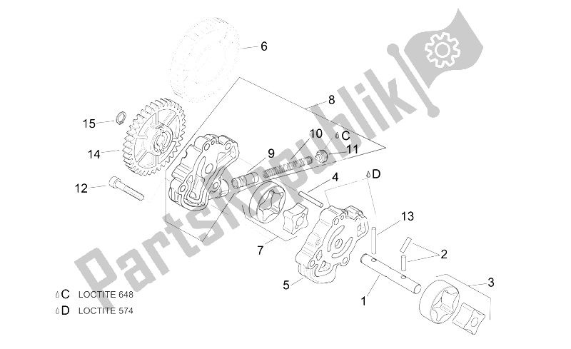 All parts for the Oil Pump of the Aprilia ETV 1000 Capo Nord 2004