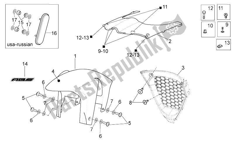 Todas as partes de Corpo Frontal Iii do Aprilia RSV4 Aprc R ABS 1000 2013