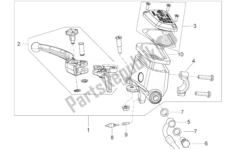 Alle onderdelen voor de Voorste Hoofdcilinder van de Aprilia Shiver 750 EU 2014