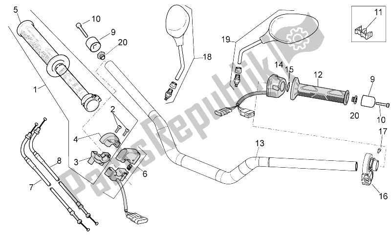 All parts for the Handlebar - Controls of the Aprilia Tuono V4 1100 Factory USA CND 2016