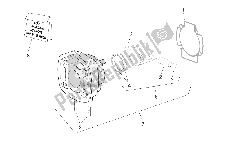 Toutes les pièces pour le Cylindre Avec Piston du Aprilia SR 50 H2O IE Carb 2003