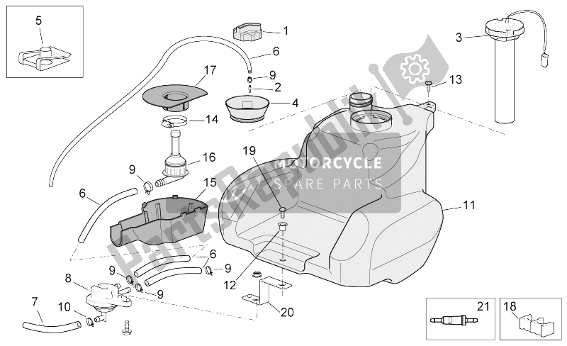 Todas as partes de Tanque De Combustível Ii do Aprilia Scarabeo 100 4T E2 2001