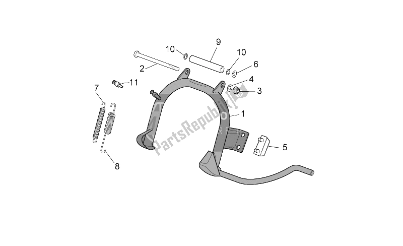 Tutte le parti per il Poggiapiedi - Supporto Laterale del Aprilia Scarabeo 50 4T 2V E2 2006