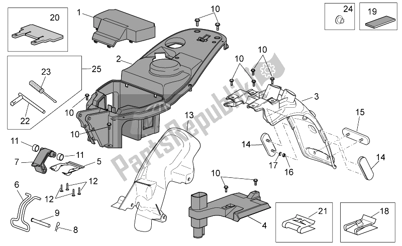 All parts for the Rear Body Ii of the Aprilia Scarabeo 50 4T 4V 2014