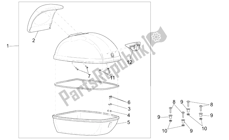 Todas las partes para Caja Superior de Aprilia Scarabeo 50 4T 2V E2 2006