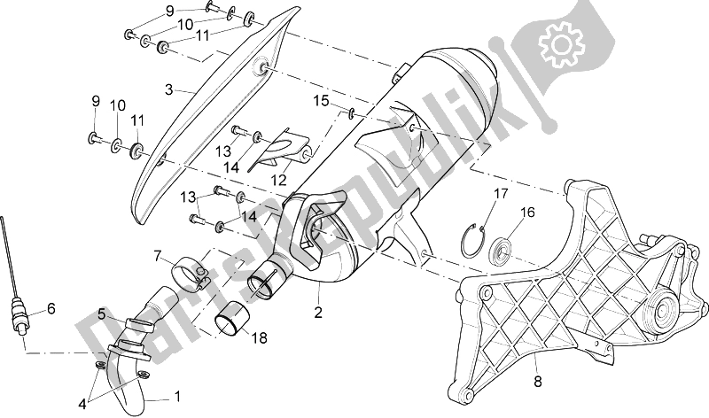 Toutes les pièces pour le Unité D'échappement du Aprilia Sport City Street 300 4T 4V E3 2012