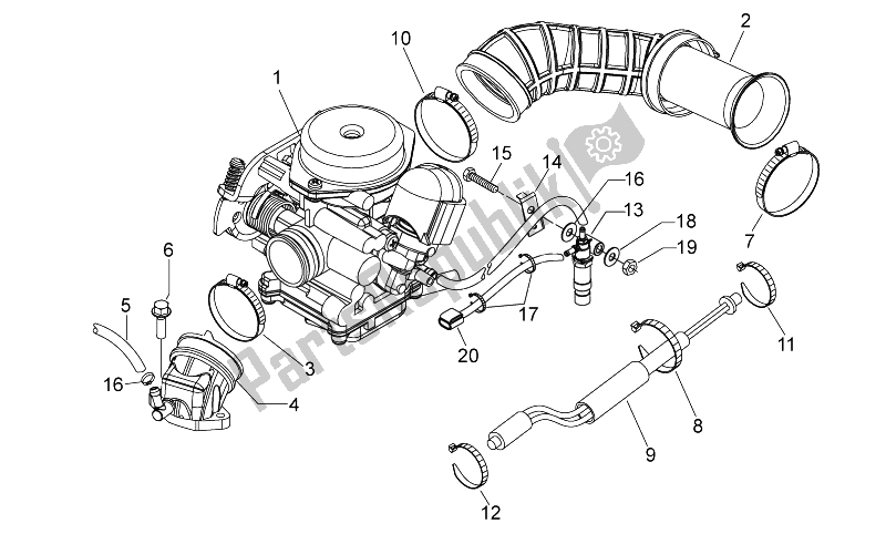 Alle onderdelen voor de Carburateur I van de Aprilia Sport City ONE 50 4T 4V 2011