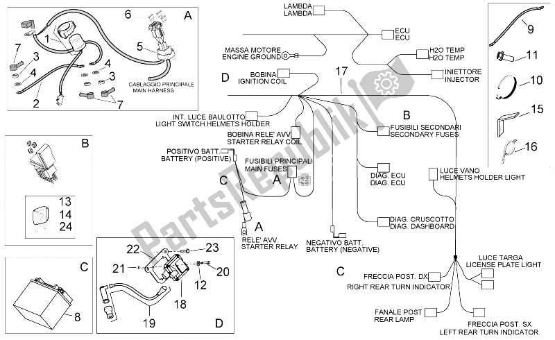 All parts for the Electrical System Ii of the Aprilia Scarabeo 300 Light E3 2009