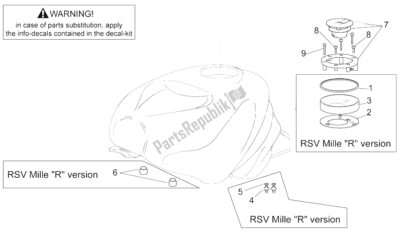 All parts for the Fuel Tank Ii of the Aprilia RSV Mille 1000 2000