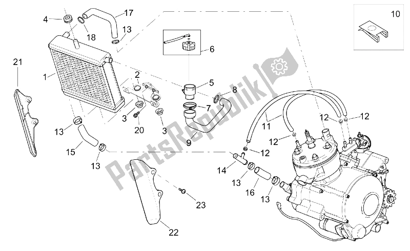 Tutte le parti per il Refrigeratore D'acqua del Aprilia RS 50 Tuono 2003