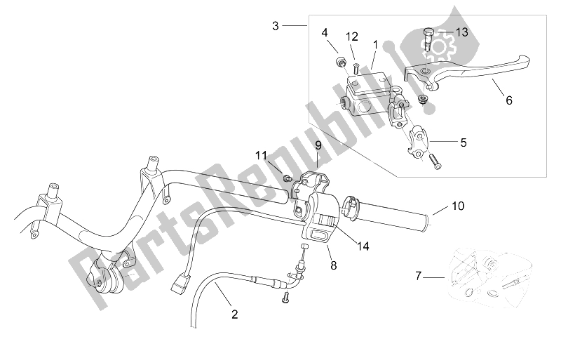 Alle Teile für das Rh Steuert des Aprilia Scarabeo 50 2T ENG Minarelli 1998