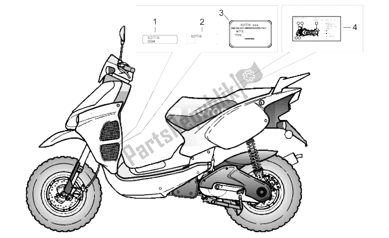 All parts for the Plate Set of the Aprilia Rally 50 H2O 1996