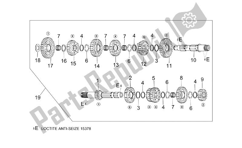 All parts for the Gear Box of the Aprilia ETV 1000 Capo Nord 2001