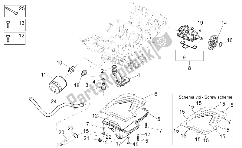 All parts for the Lubrification of the Aprilia Tuono V4 1100 RR USA CND 2016
