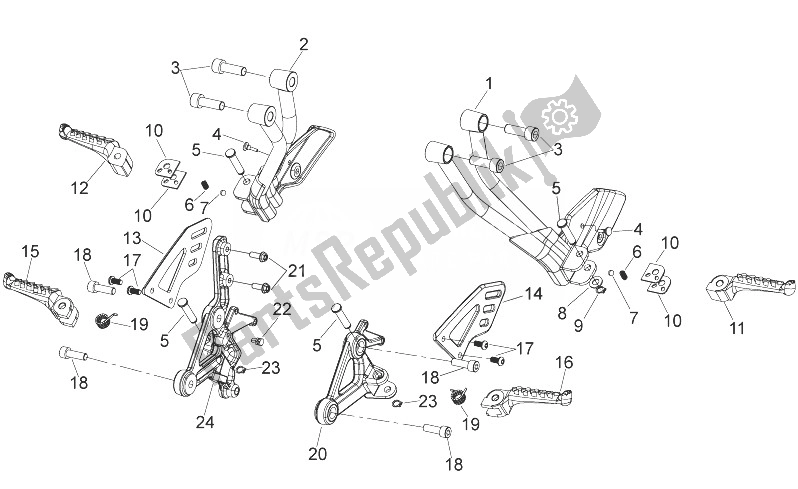 Toutes les pièces pour le Repose-pieds du Aprilia Shiver 750 USA 2011