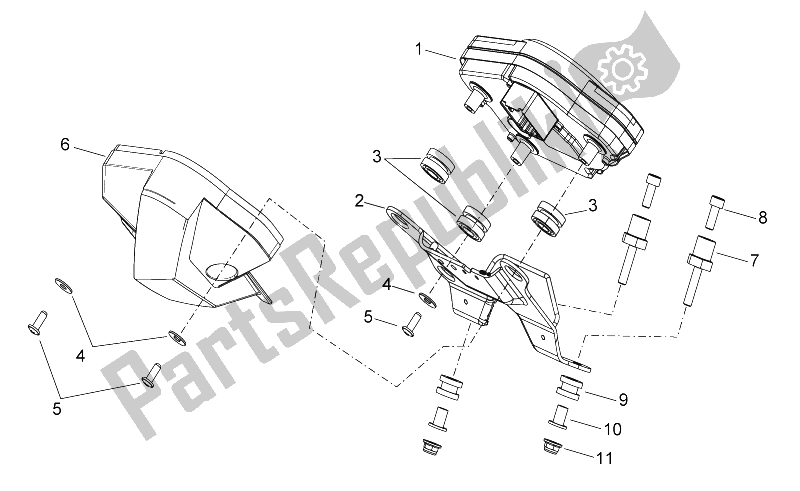 All parts for the Dashboard of the Aprilia Shiver 750 2007