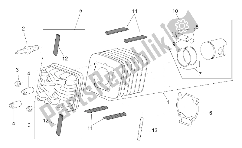 Toutes les pièces pour le Tête - Cylindre - Piston du Aprilia SR 125 150 1999