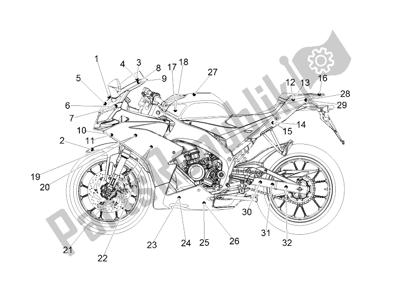 All parts for the Decal of the Aprilia RS4 125 4T 2014