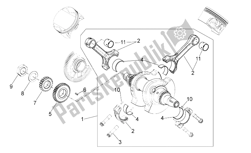 Todas las partes para Eje De Accionamiento de Aprilia Shiver 750 GT 2009