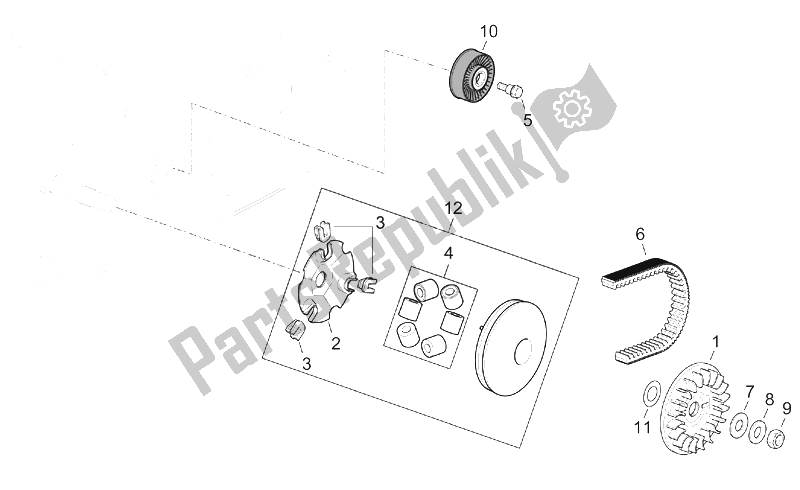 Toutes les pièces pour le Transm. Primaire du Aprilia Atlantic 500 2001