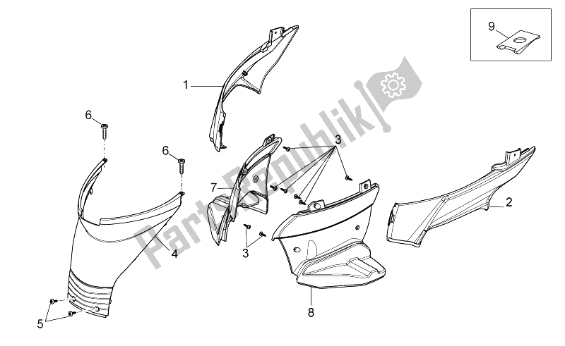 Tutte le parti per il Corpo Centrale Iv del Aprilia Sport City ONE 50 2T 2V E3 2008