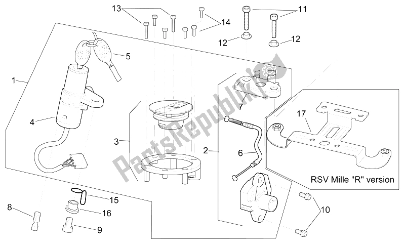 Alle Teile für das Hardware-kit Verriegeln des Aprilia RSV Mille 1000 2000