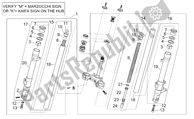 All parts for the Front Fork Ii of the Aprilia RS 50 Tuono 2003