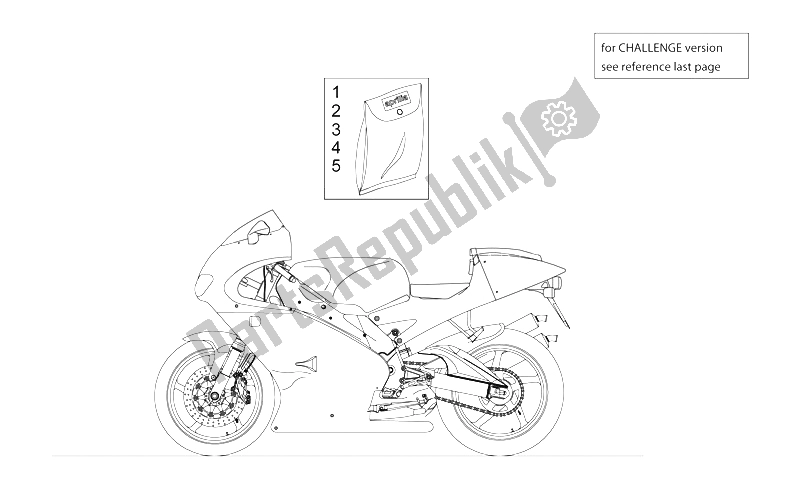 All parts for the Decal of the Aprilia RS 250 1998