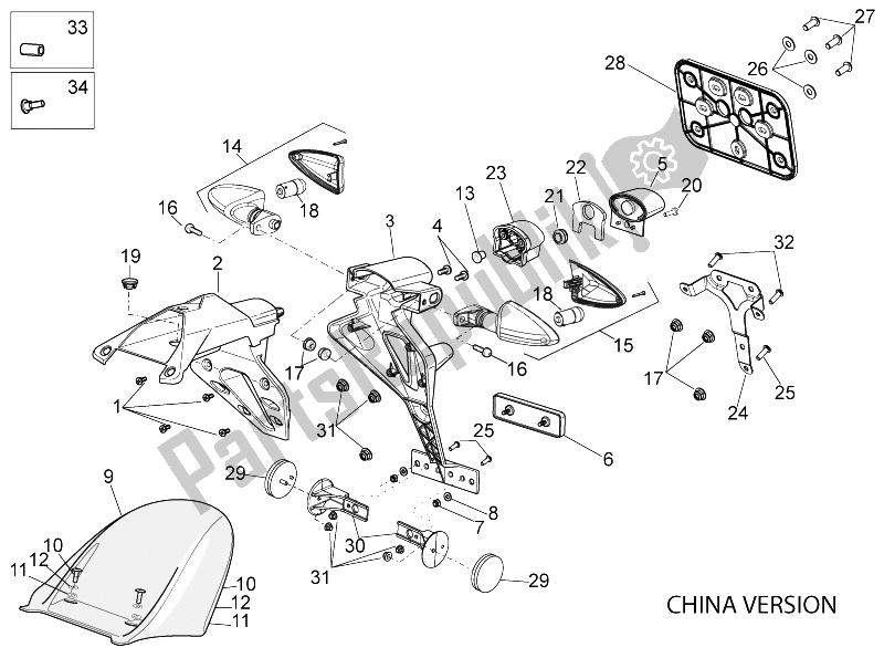 Tutte le parti per il Corpo Posteriore Iiii del Aprilia Tuono V4 1100 Factory 2015