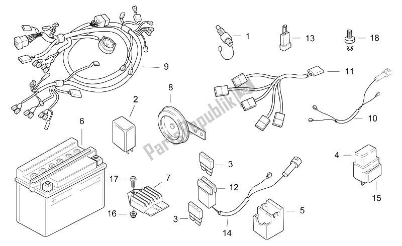 Tutte le parti per il Sistema Elettrico del Aprilia SR 50 H2O 1997