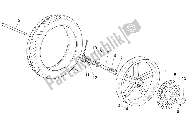 Toutes les pièces pour le Roue Avant du Aprilia Scarabeo 125 200 Light Carb 2007