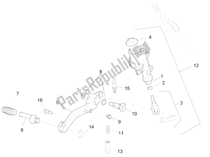 Alle Teile für das Hauptbremszylinder Hinten des Aprilia RSV4 Racing Factory L E USA 1000 2016