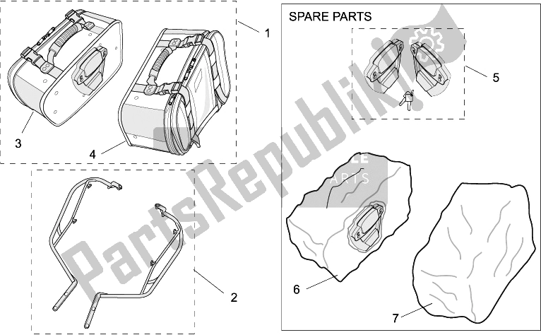 Todas las partes para Acc.-top / Cases, Maletas Laterales I de Aprilia Pegaso Strada Trail 650 IE 2005