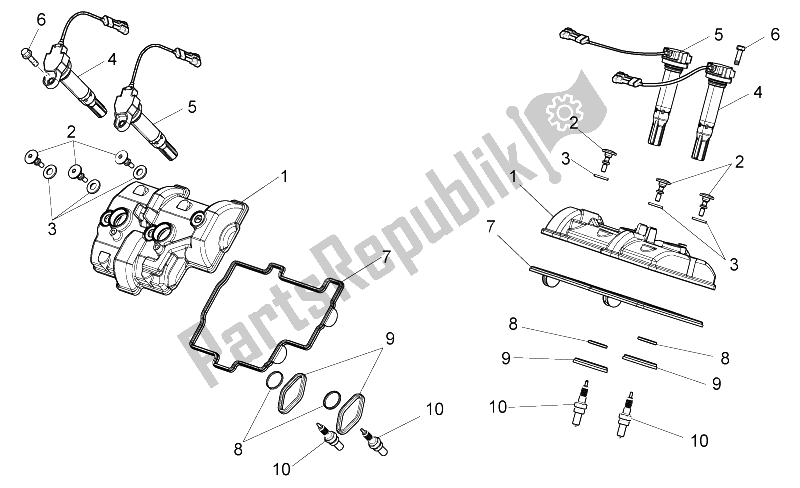 Alle Teile für das Ventildeckel des Aprilia Tuono V4 1100 RR 2015