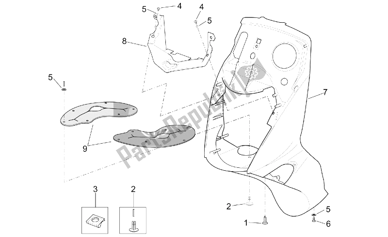 Todas las partes para Cuerpo Frontal - Escudo de Aprilia Leonardo 125 150 ST 2001