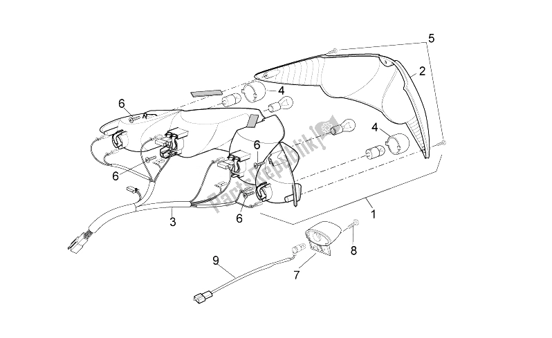 Alle Teile für das Rücklicht des Aprilia Sport City Cube 125 200 Carb E3 2008