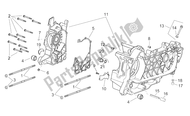 Todas las partes para Caja Del Cigüeñal de Aprilia Scarabeo 125 200 E3 ENG Piaggio 2006