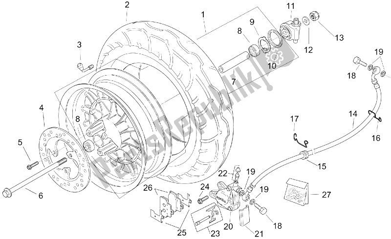 All parts for the Front Wheel - Retro' of the Aprilia Mojito 125 1999