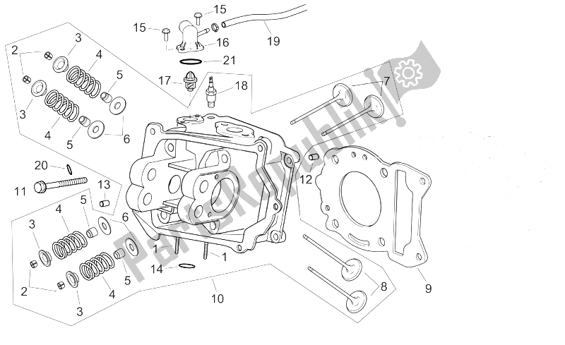 Tutte le parti per il Testata del Aprilia Scarabeo 125 250 E2 ENG Piaggio 2004