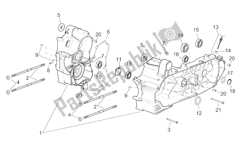 All parts for the Crankcase of the Aprilia Atlantic 400 500 Sprint 2005