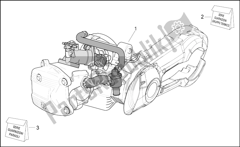Alle onderdelen voor de Motor Assemblage van de Aprilia Scarabeo 400 492 500 Light 2006