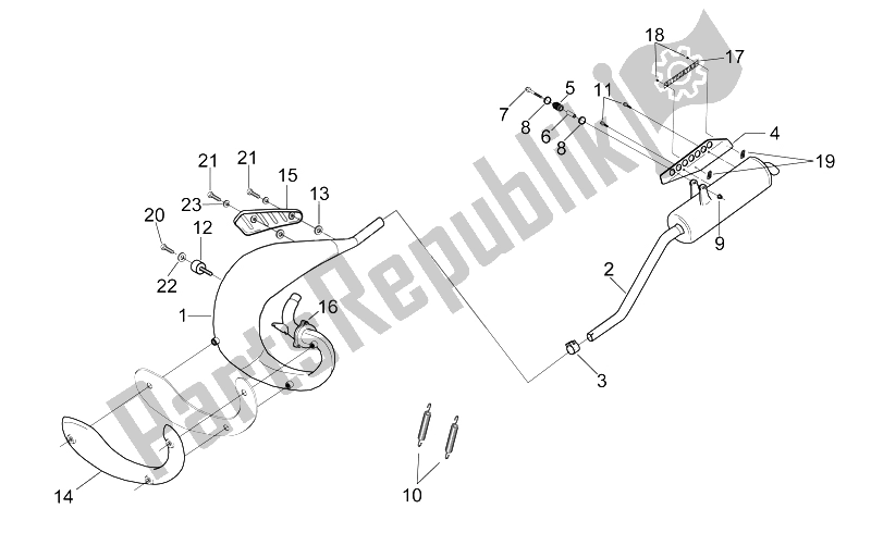 Todas as partes de Tubo De Escape do Aprilia RX 50 1995