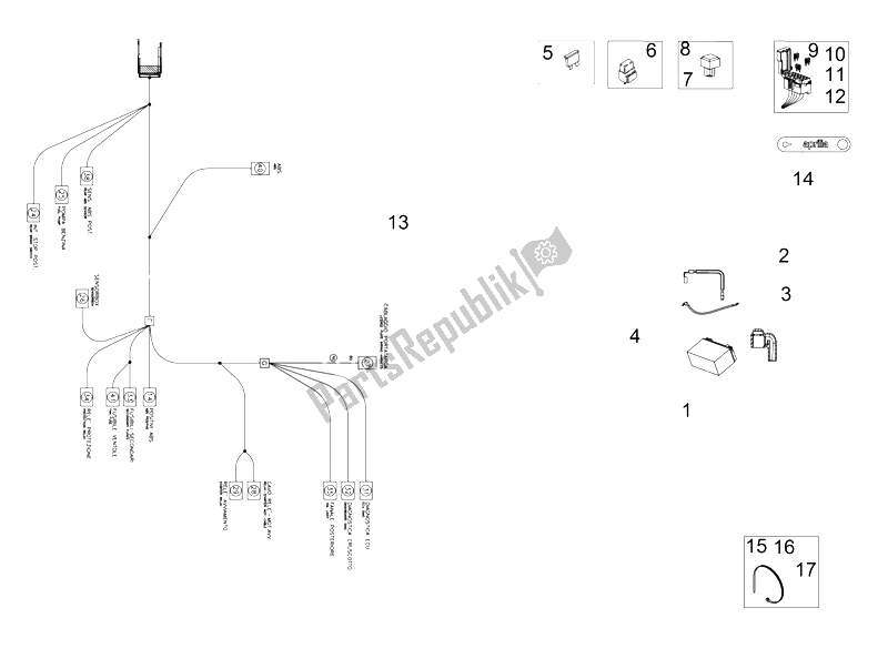 Wszystkie części do Tylny Uk? Ad Elektryczny Aprilia RSV4 RR Racer Pack 1000 2015