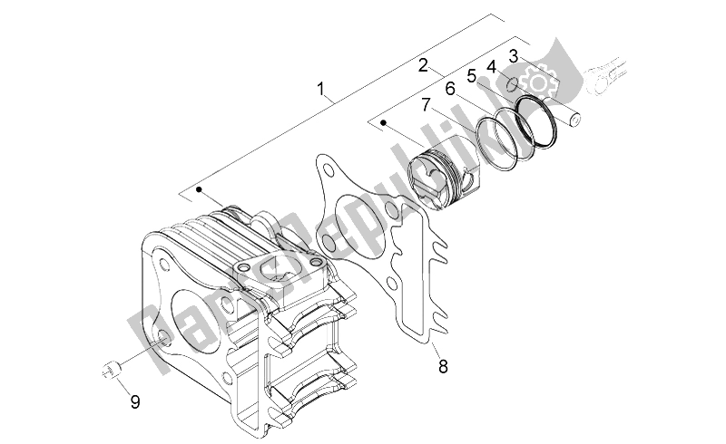 Toutes les pièces pour le Cylindre - Piston du Aprilia Scarabeo 50 4T 4V NET 2010